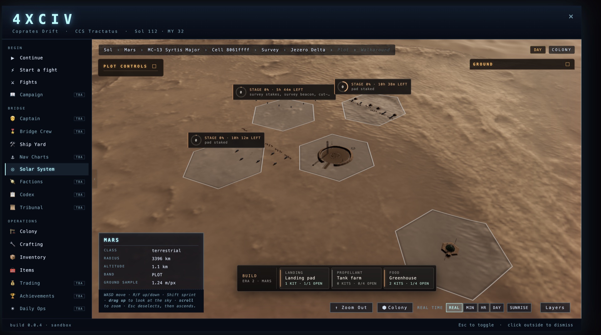 Greenhouse dome glowing at night on Mars